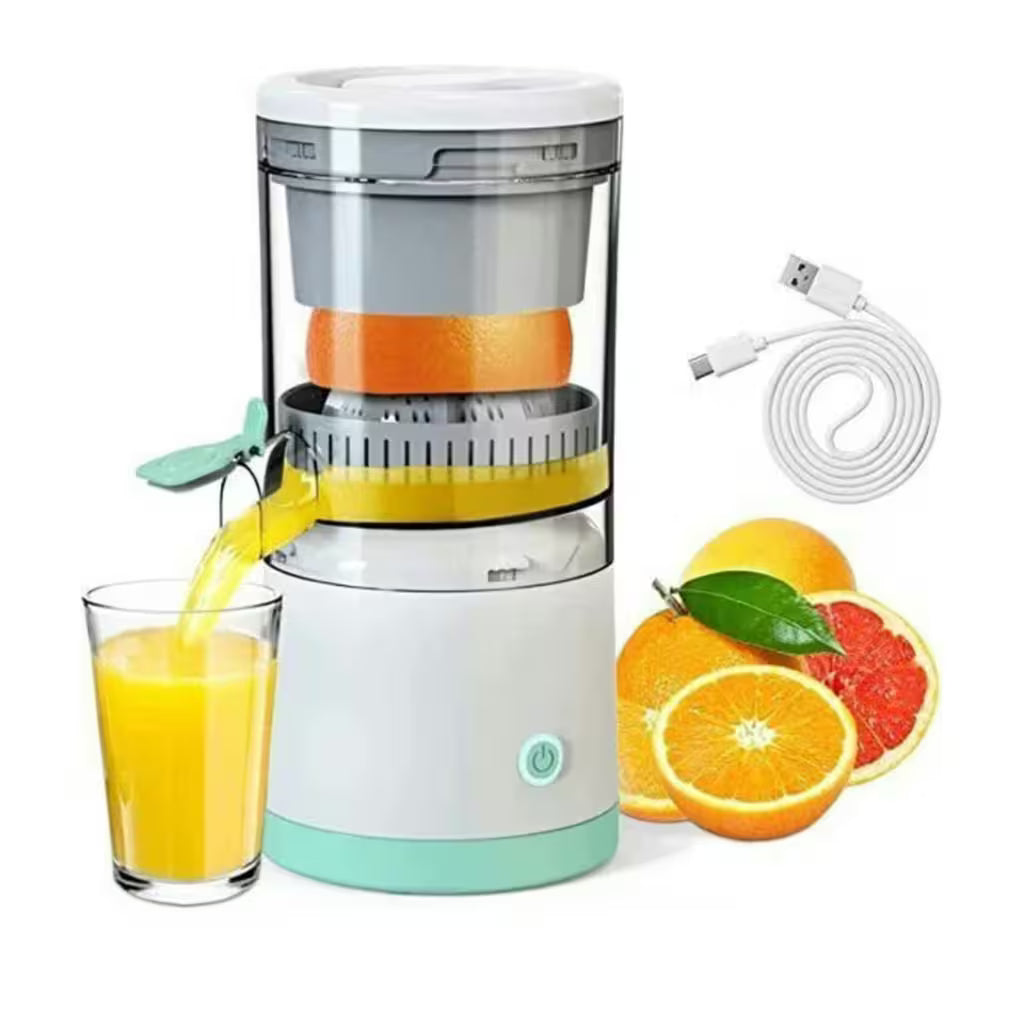 Storcator electric portabil pentru citrice, cu incarcare USB, ideal pentru portocale, lamai si grapefruit, ofera suc proaspat rapid, design compact pentru acasa sau calatorii
